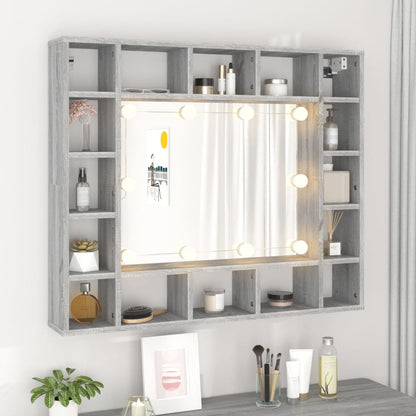 Spiegelkast Met Led-Verlichting 91X15X76,5 Cm Grijs sonoma