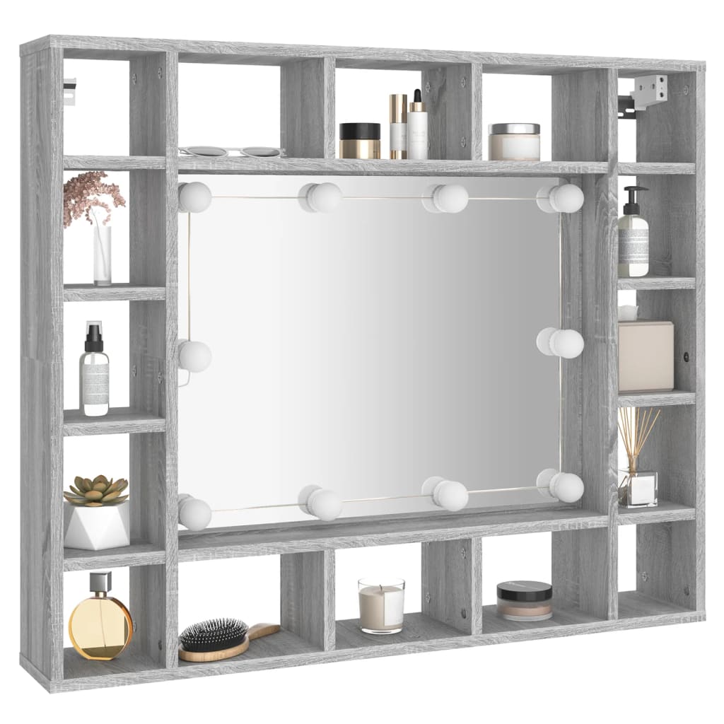 Spiegelkast Met Led-Verlichting 91X15X76,5 Cm Grijs sonoma