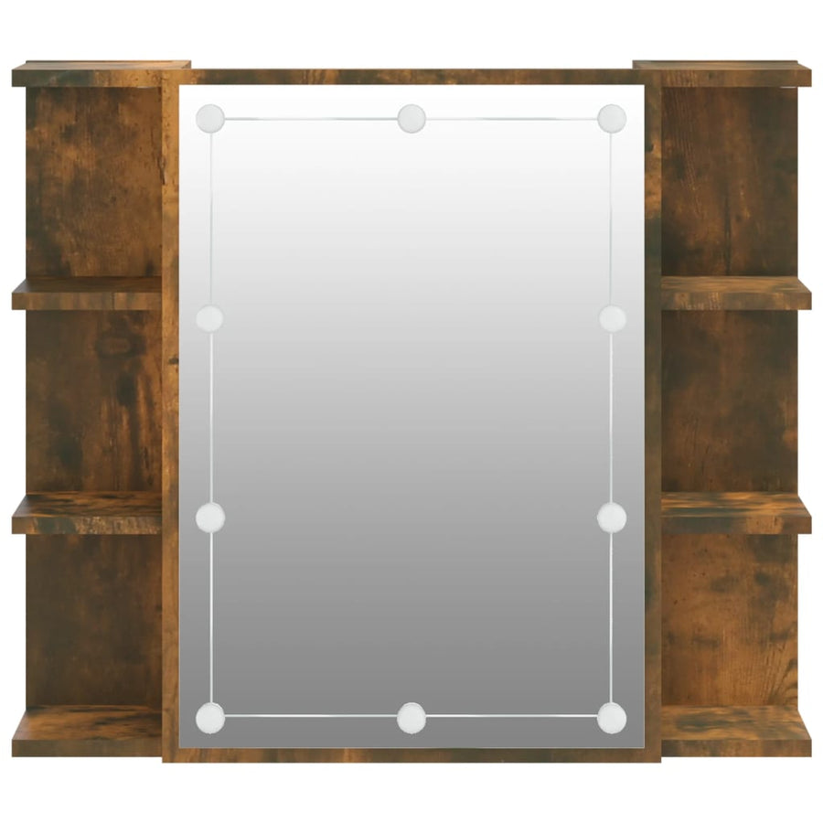 Spiegelkast Met Led-Verlichting 70X6,5X60 Cm Gerookt eiken
