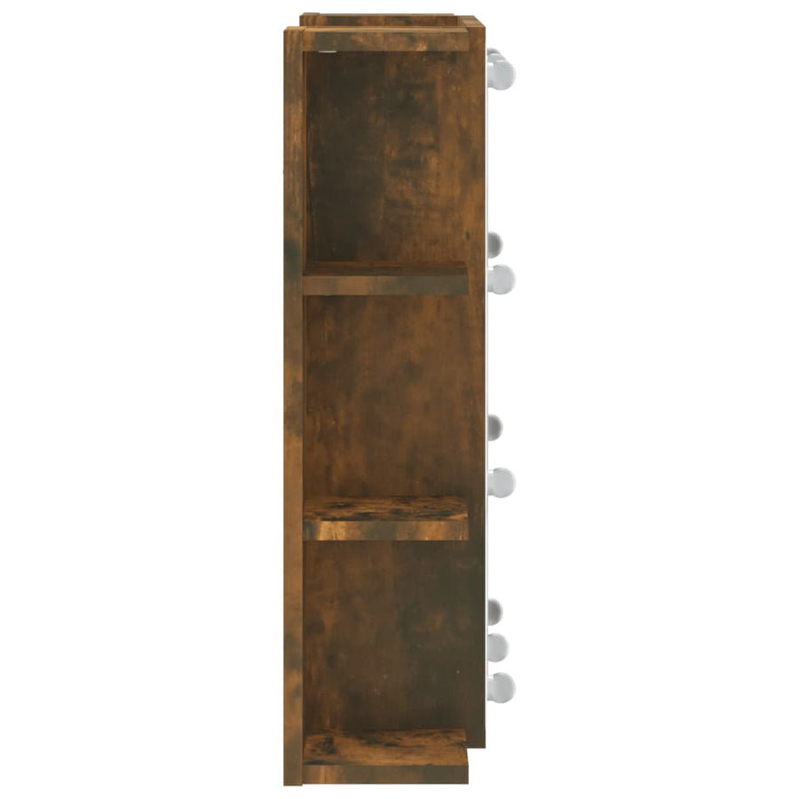 Spiegelkast Met Led-Verlichting 70X6,5X60 Cm Gerookt eiken