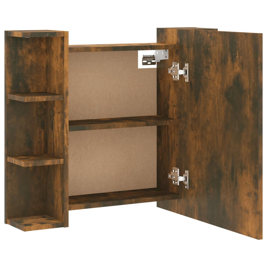 Spiegelkast Met Led-Verlichting 70X6,5X60 Cm Gerookt eiken