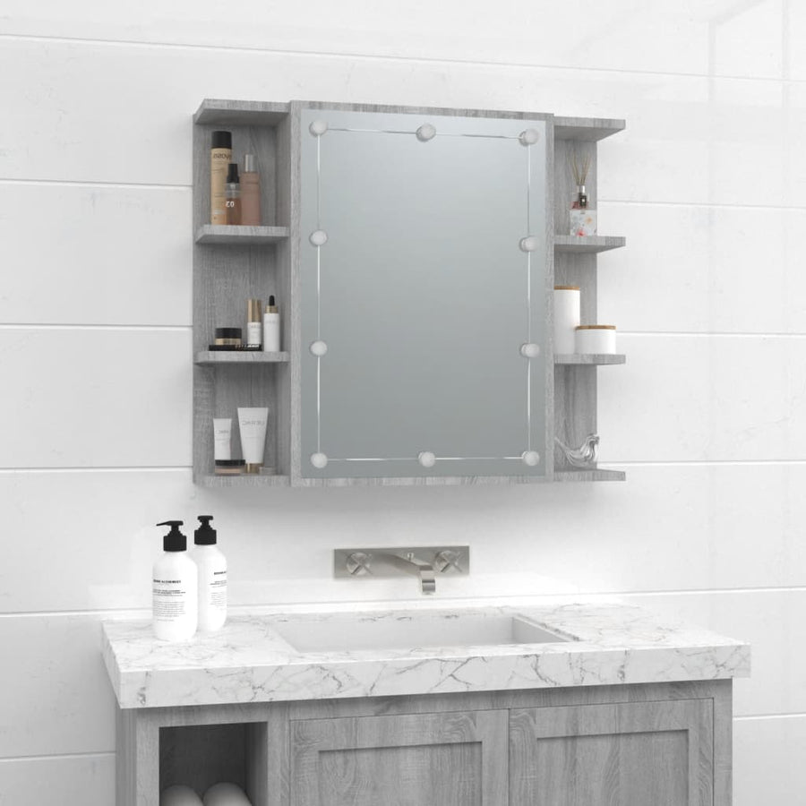 Spiegelkast Met Led-Verlichting 70X6,5X60 Cm Grijs sonoma