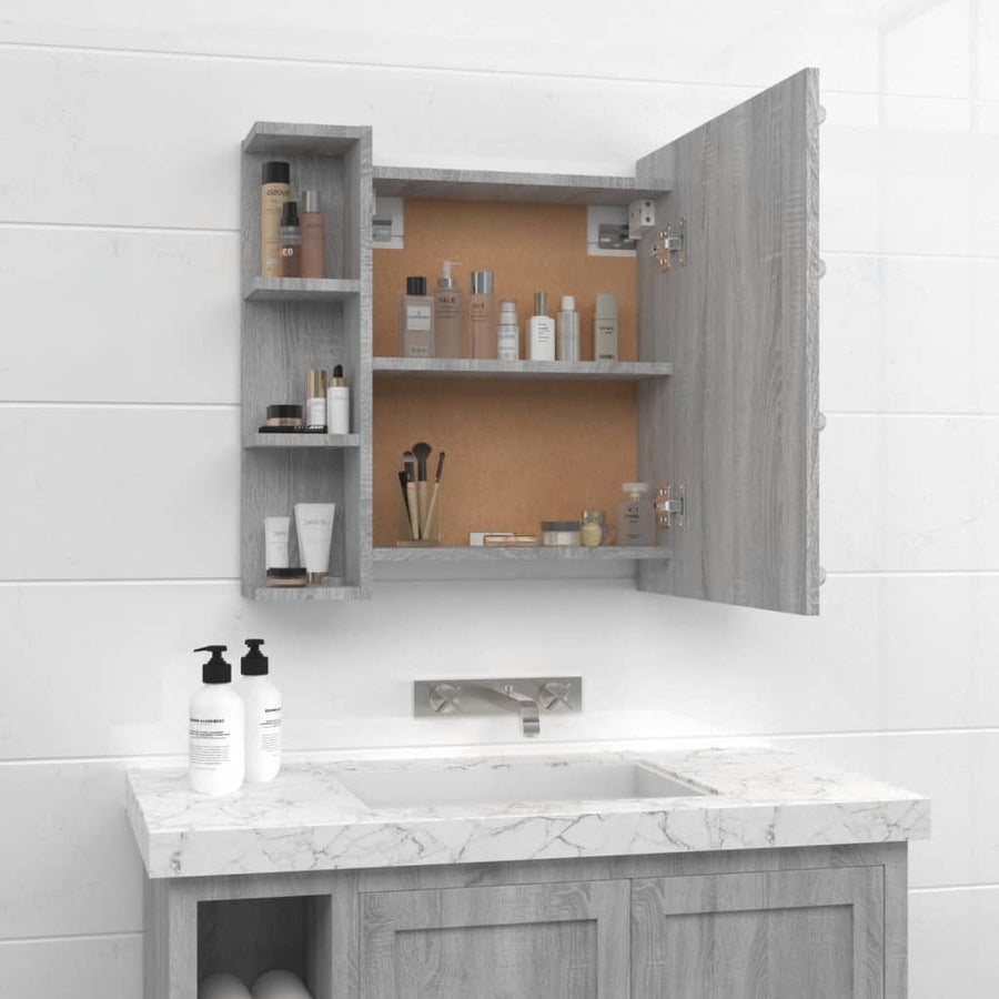 Spiegelkast Met Led-Verlichting 70X6,5X60 Cm Grijs sonoma