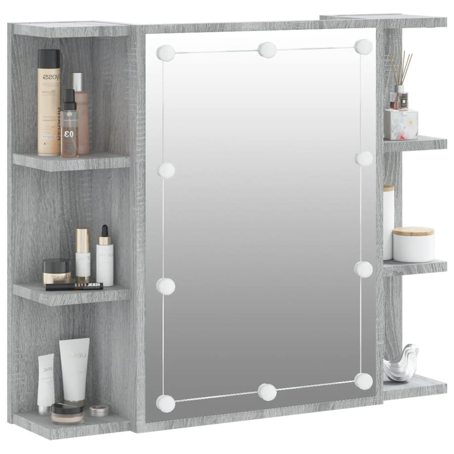 Spiegelkast Met Led-Verlichting 70X6,5X60 Cm Grijs sonoma