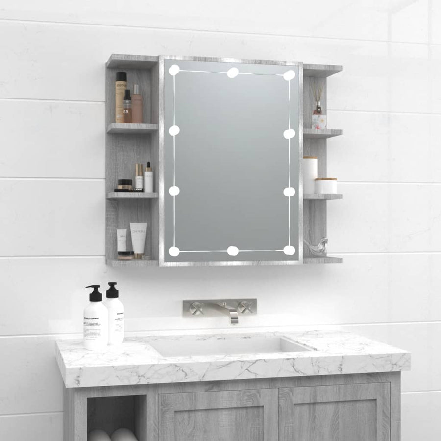 Spiegelkast Met Led-Verlichting 70X6,5X60 Cm Grijs sonoma