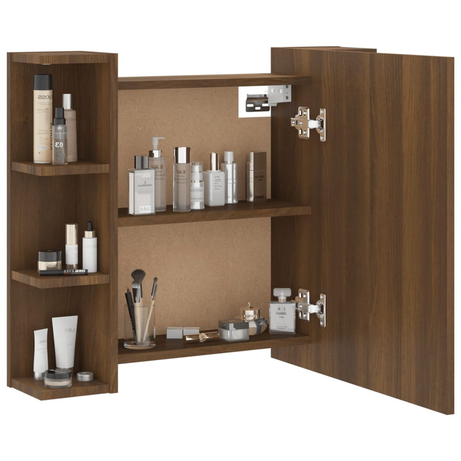 Spiegelkast Met Led-Verlichting 70X6,5X60 Cm bruin eikenkleur