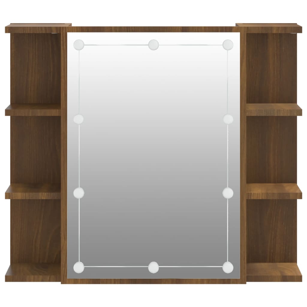 Spiegelkast Met Led-Verlichting 70X6,5X60 Cm bruin eikenkleur