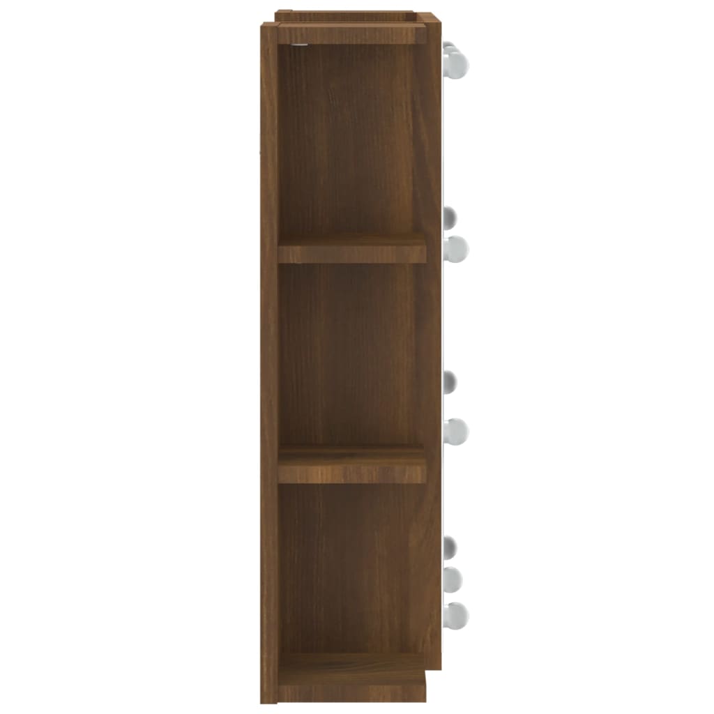 Spiegelkast Met Led-Verlichting 70X6,5X60 Cm bruin eikenkleur