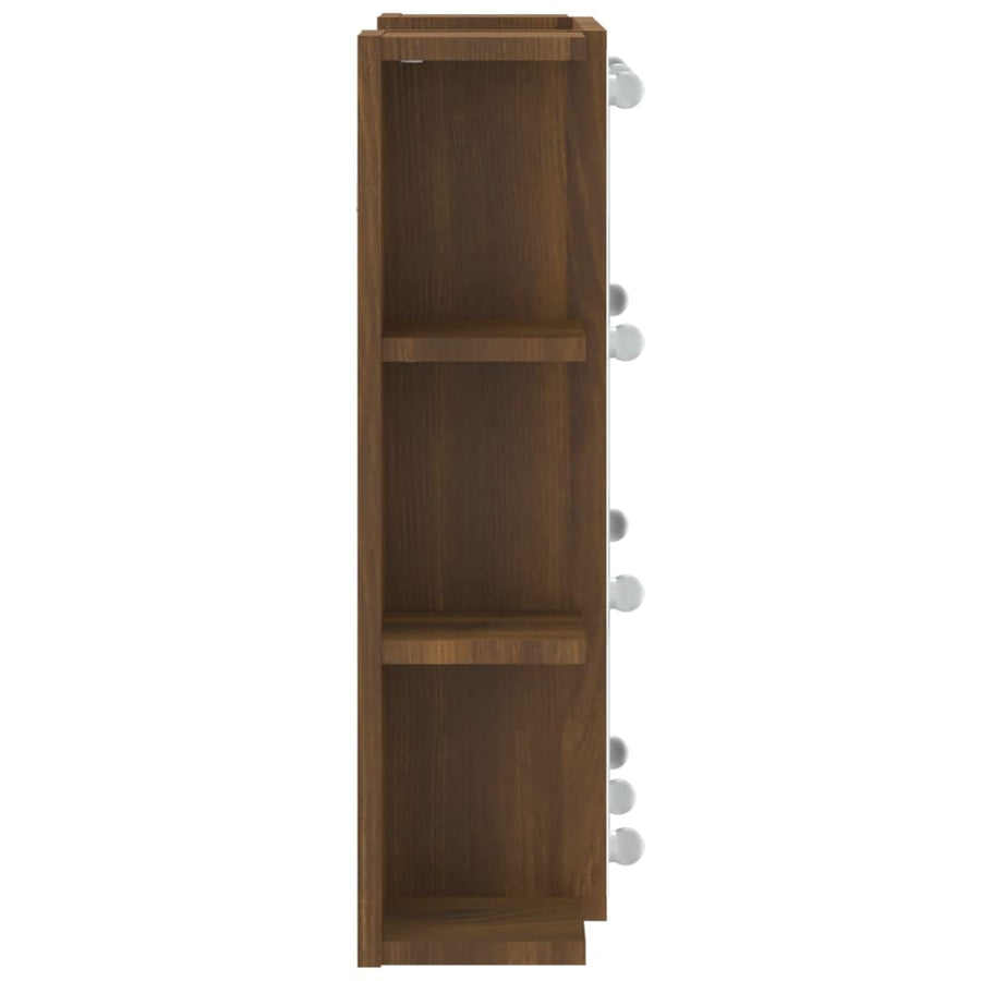 Spiegelkast Met Led-Verlichting 70X6,5X60 Cm bruin eikenkleur