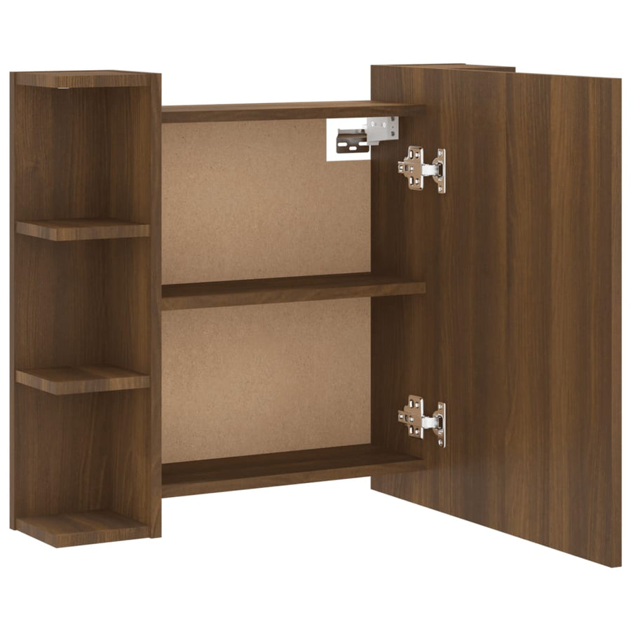 Spiegelkast Met Led-Verlichting 70X6,5X60 Cm bruin eikenkleur