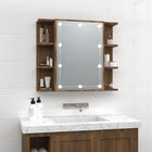 Mirror Cabinet with LED Lighting 70x16.5x60 cm Brown Oak Effect