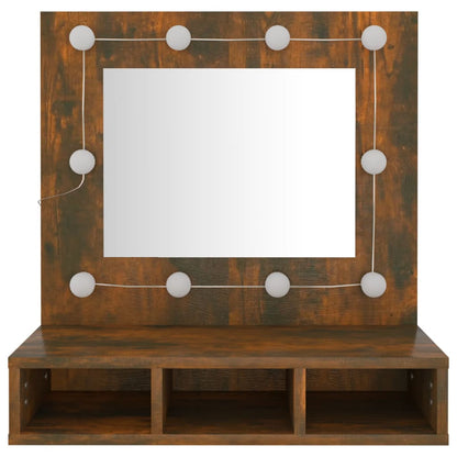 Spiegelkast Met Led-Verlichting 60X3,5X62 Cm Gerookt eiken