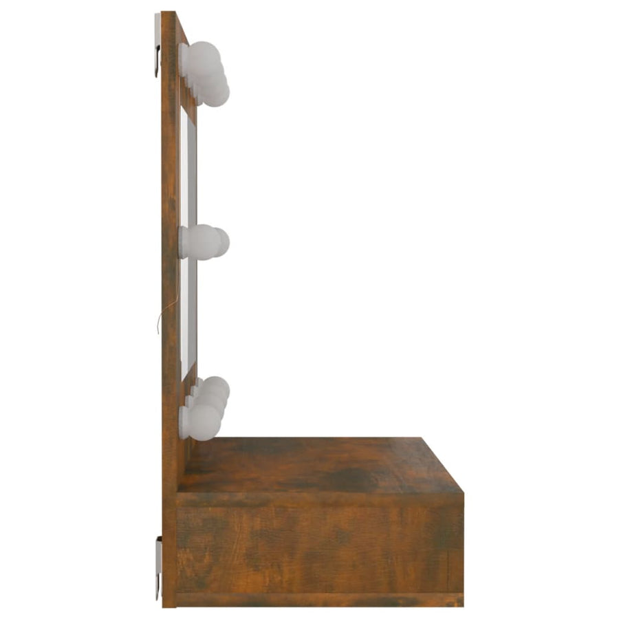 Spiegelkast Met Led-Verlichting 60X3,5X62 Cm Gerookt eiken