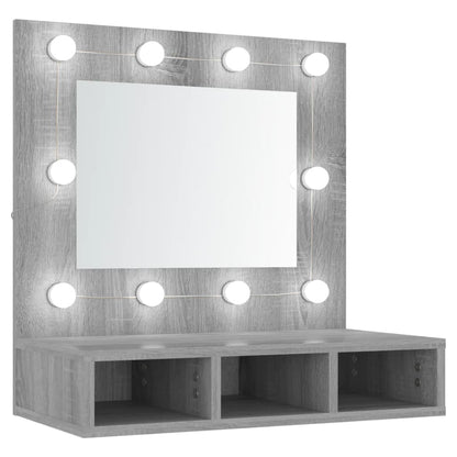 Spiegelkast Met Led-Verlichting 60X3,5X62 Cm Grijs sonoma