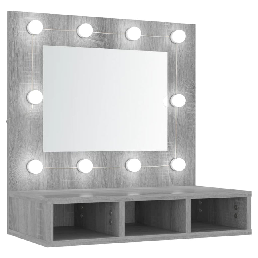 Spiegelkast Met Led-Verlichting 60X3,5X62 Cm Grijs sonoma