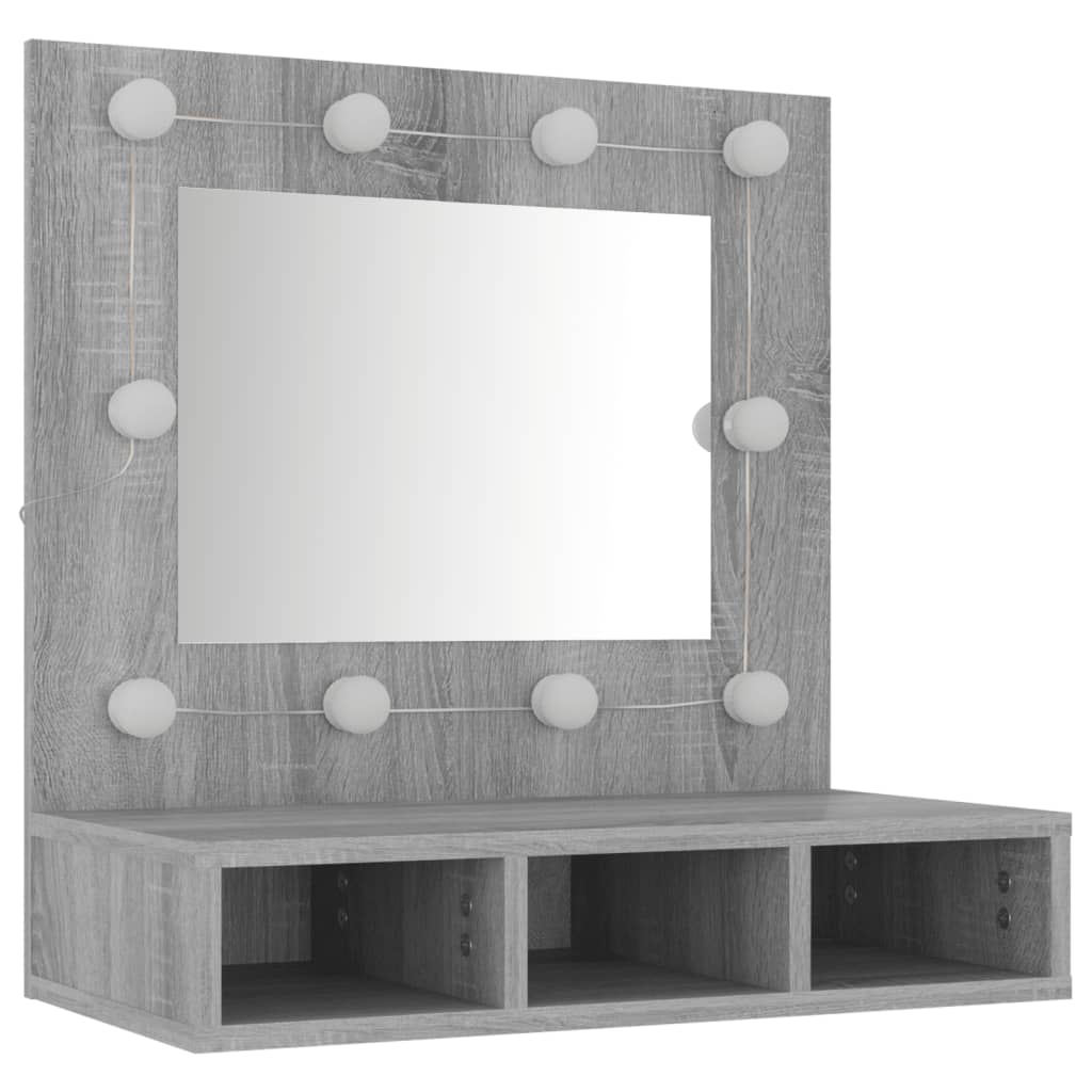 Spiegelkast Met Led-Verlichting 60X3,5X62 Cm Grijs sonoma