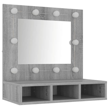 Spiegelkast Met Led-Verlichting 60X3,5X62 Cm Grijs sonoma
