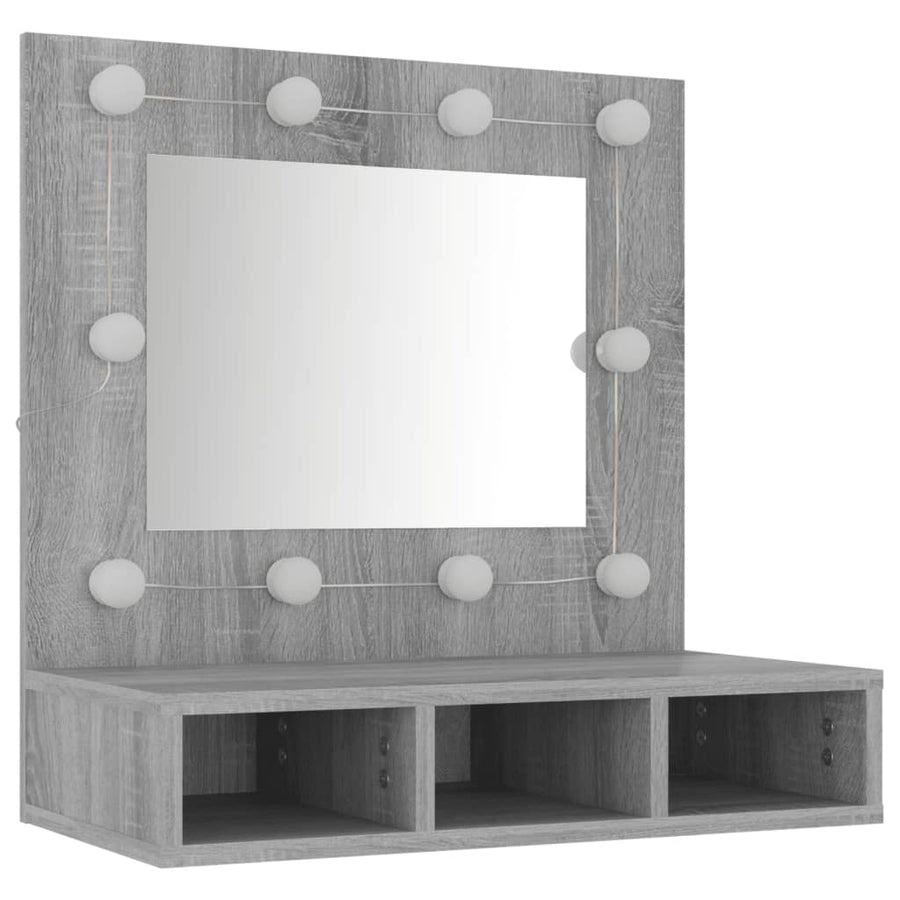 Spiegelkast Met Led-Verlichting 60X3,5X62 Cm Grijs sonoma