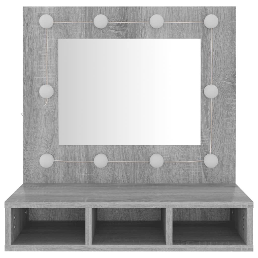 Spiegelkast Met Led-Verlichting 60X3,5X62 Cm Grijs sonoma