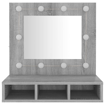 Spiegelkast Met Led-Verlichting 60X3,5X62 Cm Grijs sonoma