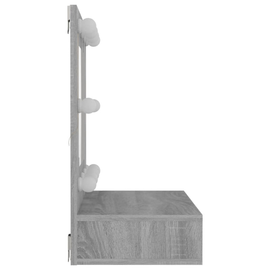 Spiegelkast Met Led-Verlichting 60X3,5X62 Cm Grijs sonoma