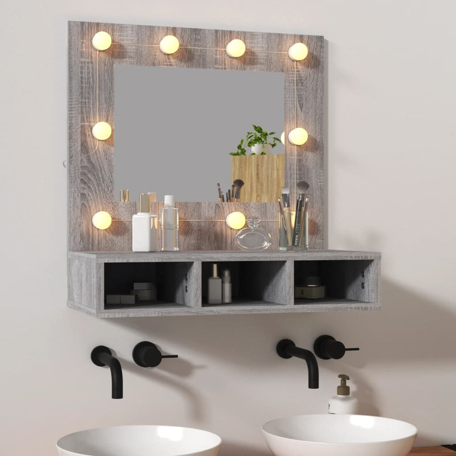 Spiegelkast Met Led-Verlichting 60X3,5X62 Cm Grijs sonoma
