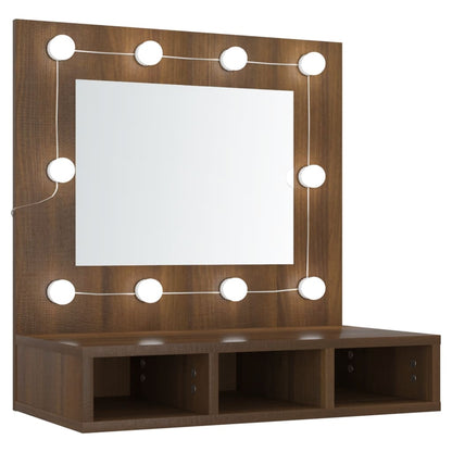 Spiegelkast Met Led-Verlichting 60X3,5X62 Cm Bruineikenkleurig bruin eikenkleur