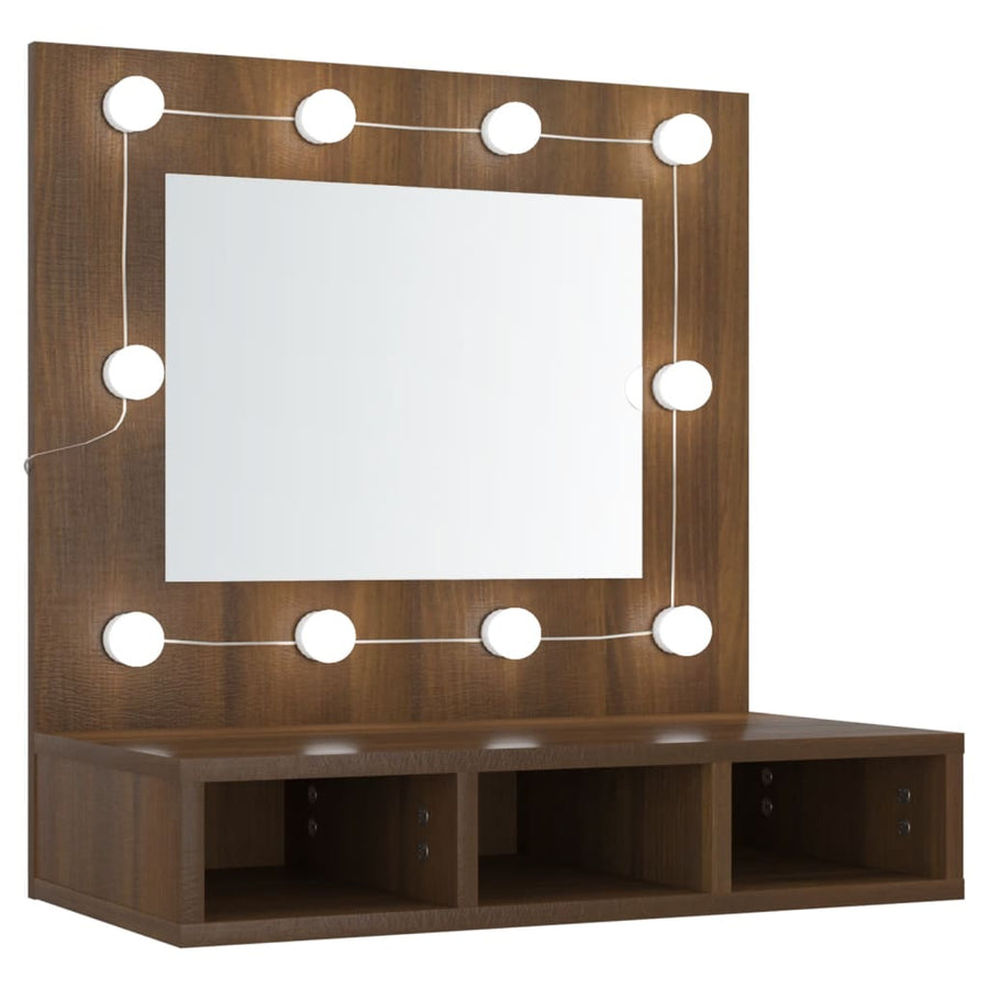 Spiegelkast Met Led-Verlichting 60X3,5X62 Cm Bruineikenkleurig bruin eikenkleur