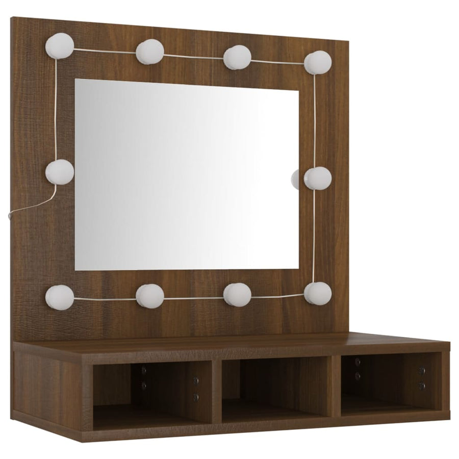 Spiegelkast Met Led-Verlichting 60X3,5X62 Cm Bruineikenkleurig bruin eikenkleur
