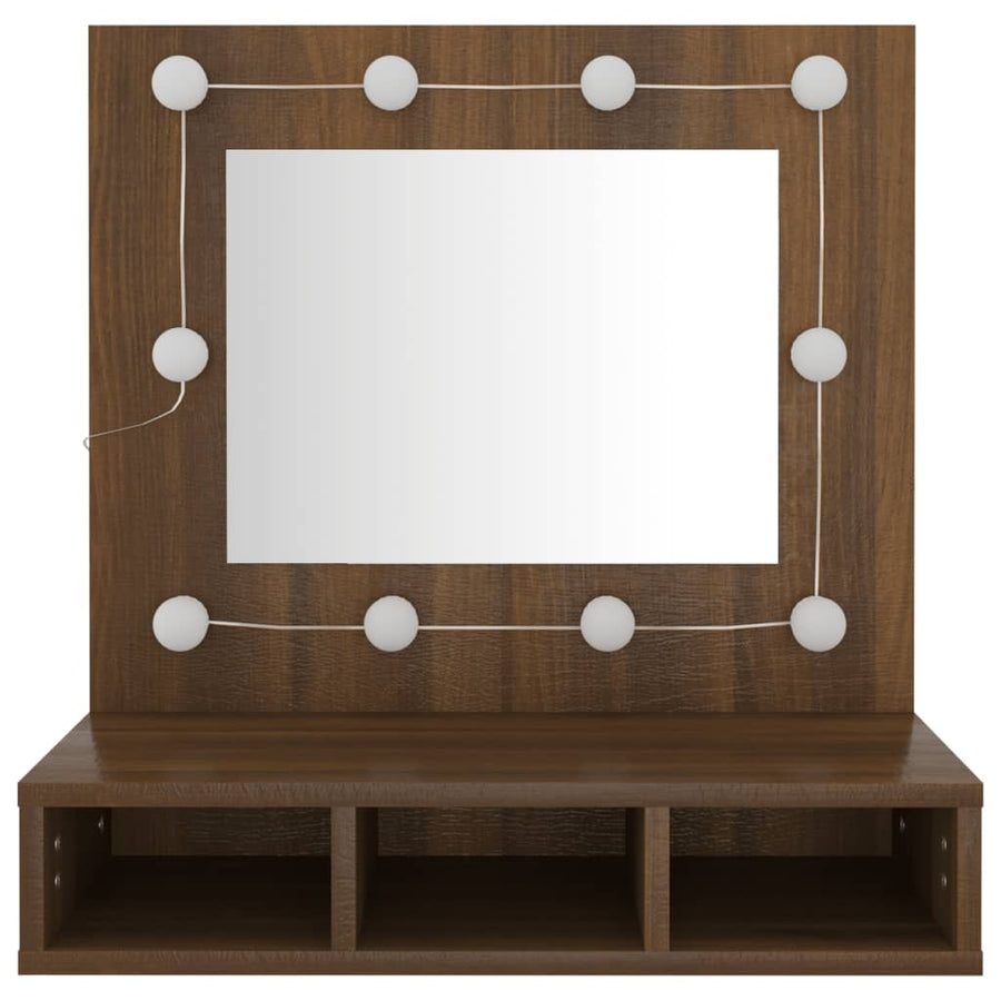 Spiegelkast Met Led-Verlichting 60X3,5X62 Cm Bruineikenkleurig bruin eikenkleur