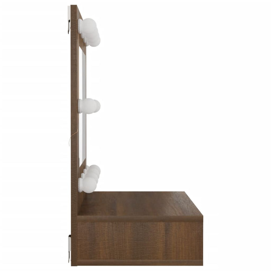 Spiegelkast Met Led-Verlichting 60X3,5X62 Cm Bruineikenkleurig bruin eikenkleur