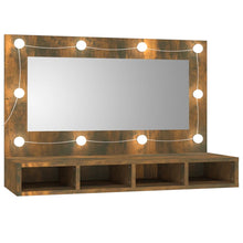 Spiegelkast Met Led-Verlichting 90X3,5X62 Cm Gerookt eiken
