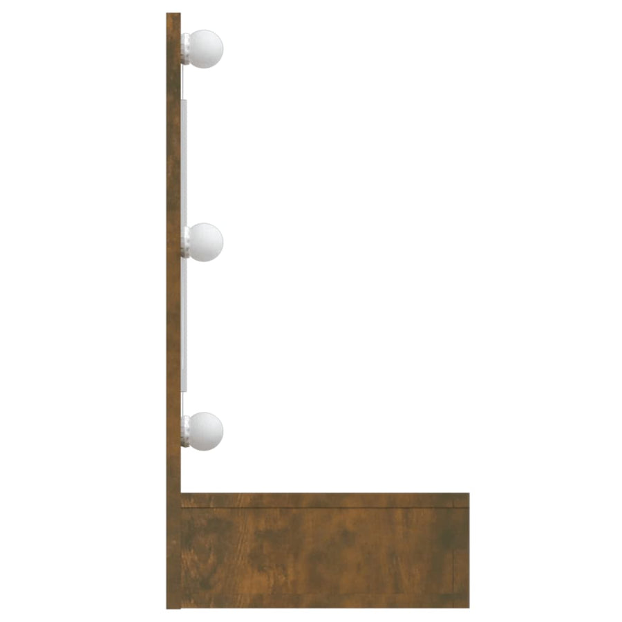 Spiegelkast Met Led-Verlichting 90X3,5X62 Cm Gerookt eiken