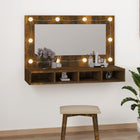 Mirror cabinet with LED lighting 90x31.5x62 cm smoked oak