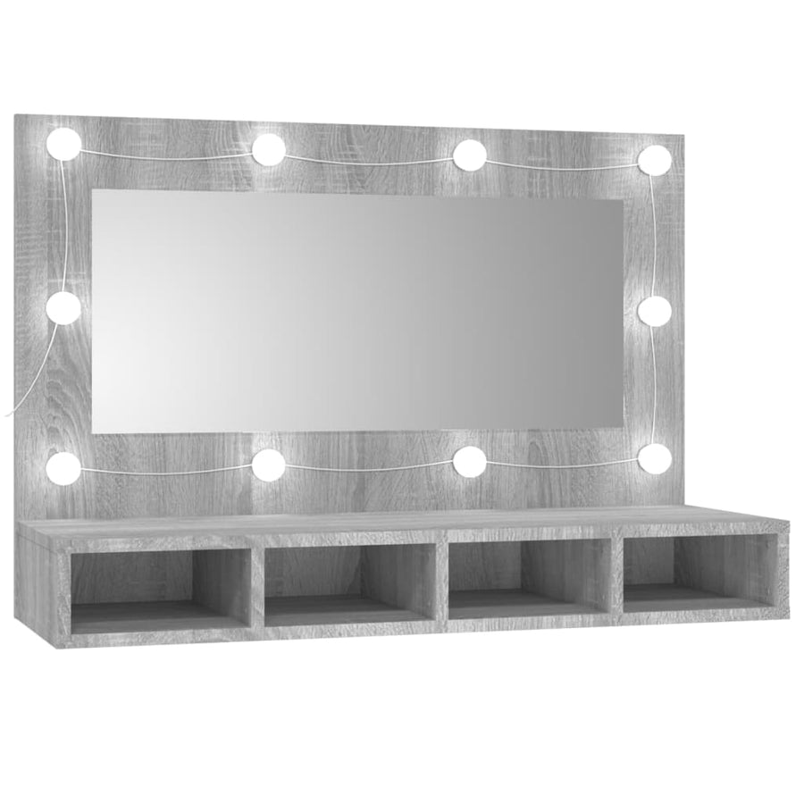 Spiegelkast Met Led-Verlichting 90X3,5X62 Cm Grijs sonoma