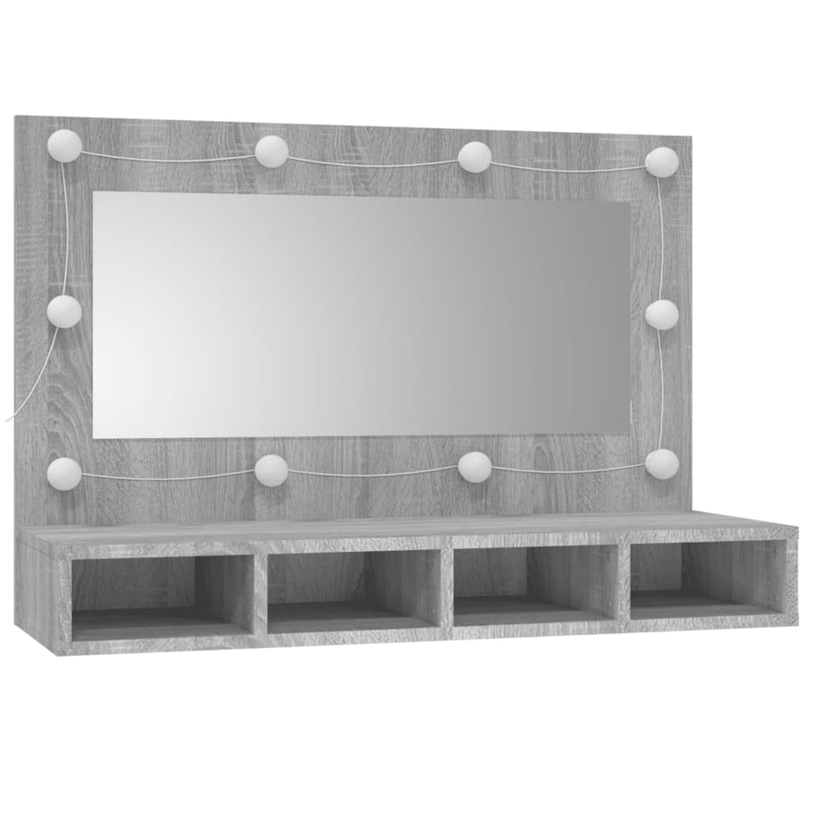 Spiegelkast Met Led-Verlichting 90X3,5X62 Cm Grijs sonoma