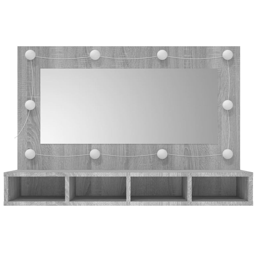Spiegelkast Met Led-Verlichting 90X3,5X62 Cm Grijs sonoma