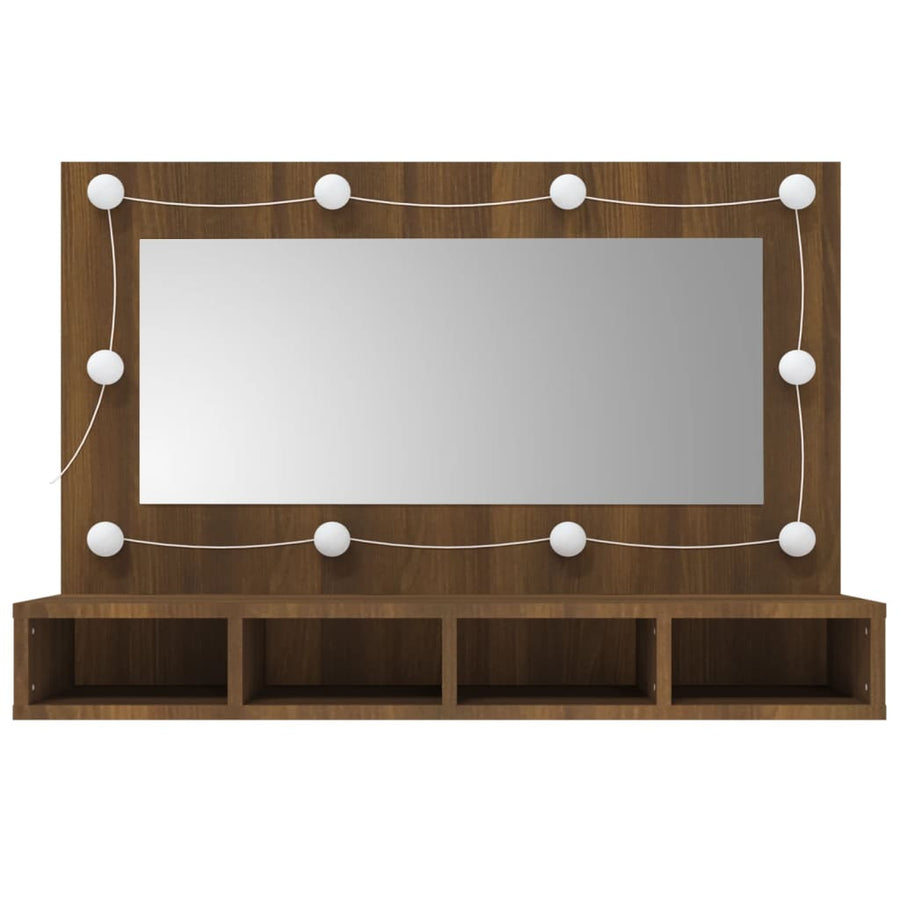 Spiegelkast Met Led-Verlichting 90X3,5X62 Cm Bruineikenkleurig bruin eikenkleur