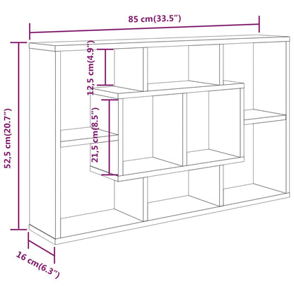 Wandschap 85X6X52,5 Cm Bewerkt Hout Kleurig Gerookt eiken