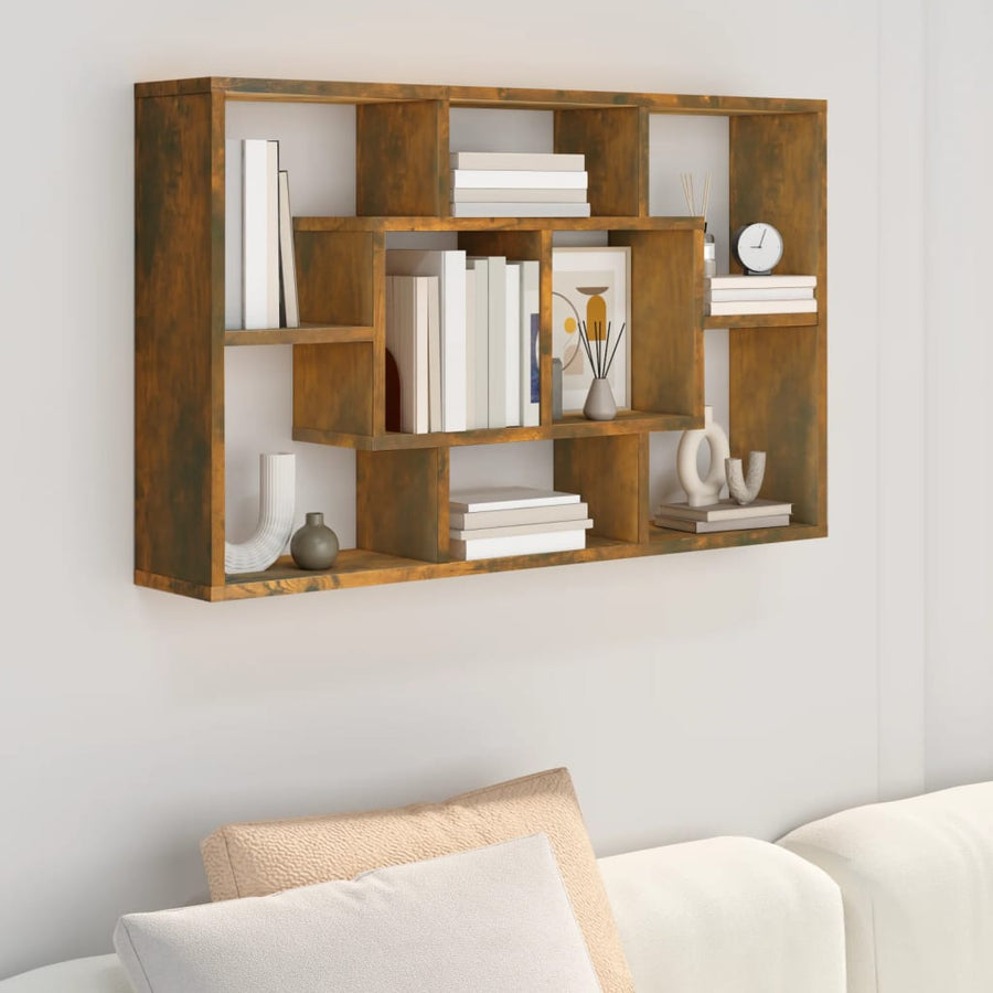 Wandschap 85X6X52,5 Cm Bewerkt Hout Kleurig Gerookt eiken