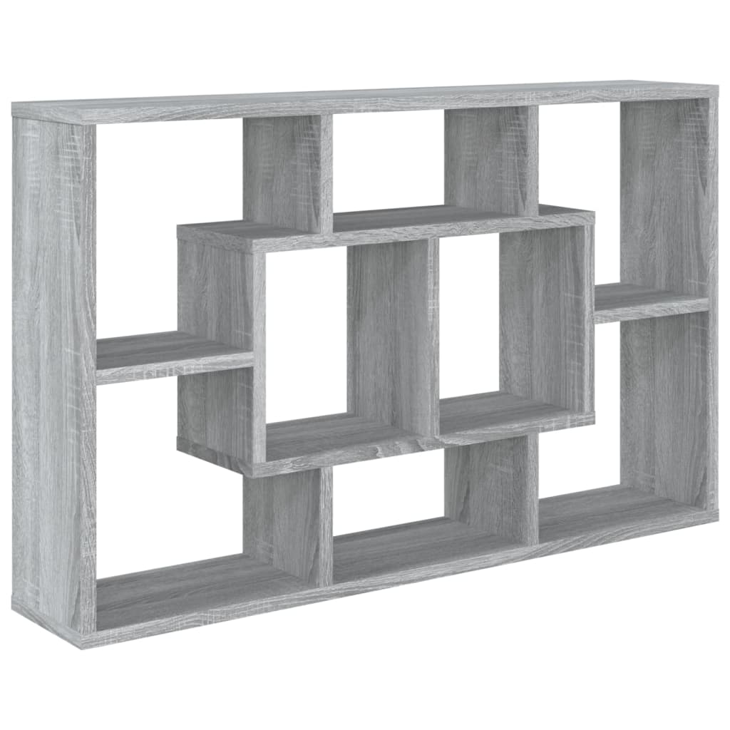 Wandschap 85X6X52,5 Cm Bewerkt Hout Eikenkleur Grijs sonoma