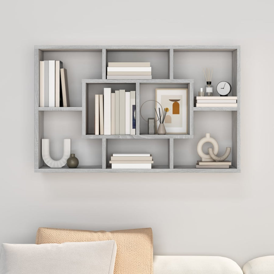 Wandschap 85X6X52,5 Cm Bewerkt Hout Eikenkleur Grijs sonoma