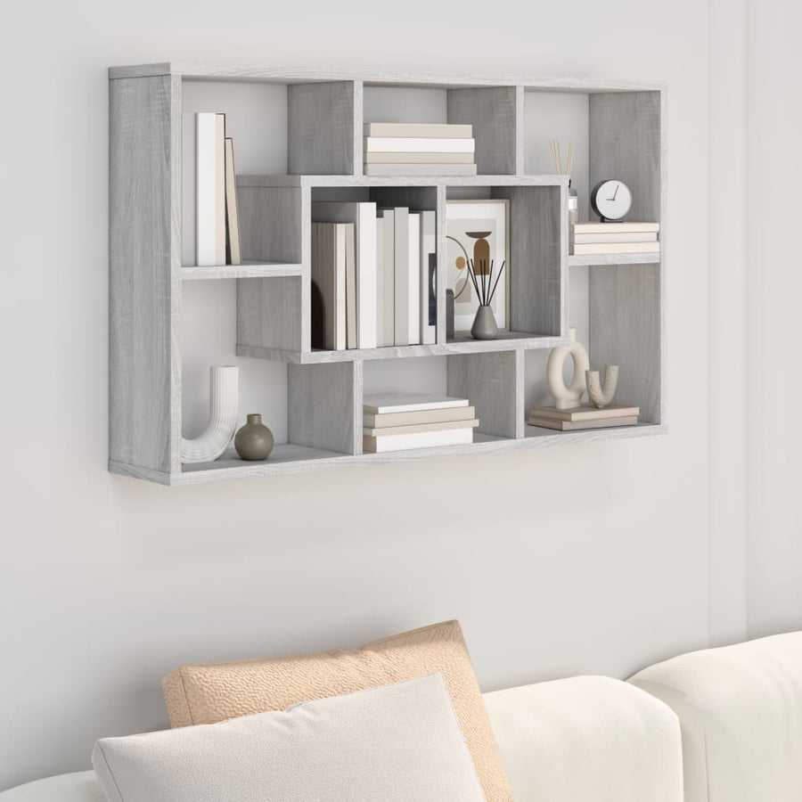 Wandschap 85X6X52,5 Cm Bewerkt Hout Eikenkleur Grijs sonoma