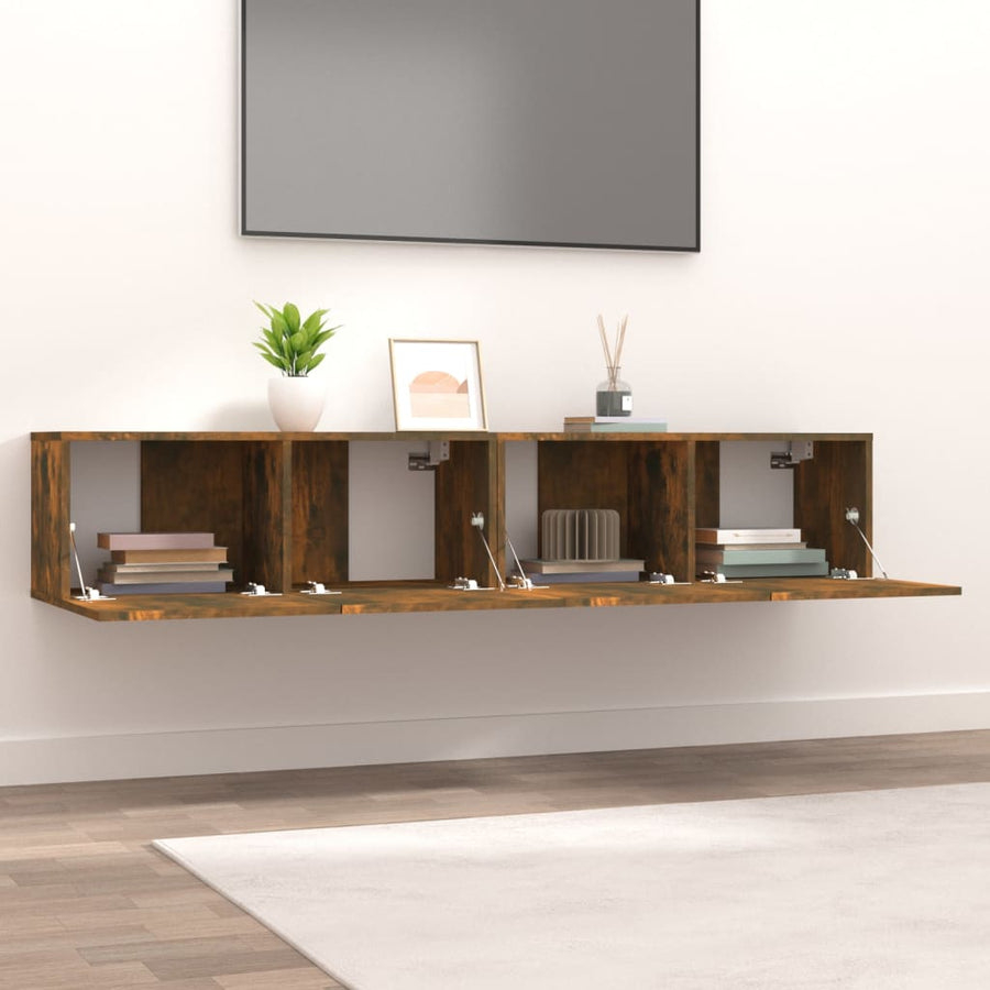 Tv-Meubelen 80X30X30 Cm Bewerkt Hout Kleurig 2 Gerookt eiken