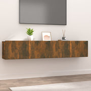 Tv-meubel 80x30x30 cm bewerkt hout gerookt eiken (2 stuks)