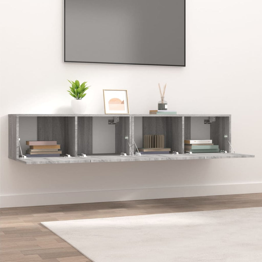 Tv-Meubelen 80X30X30 Cm Bewerkt Hout Eiken 2 Grijs sonoma