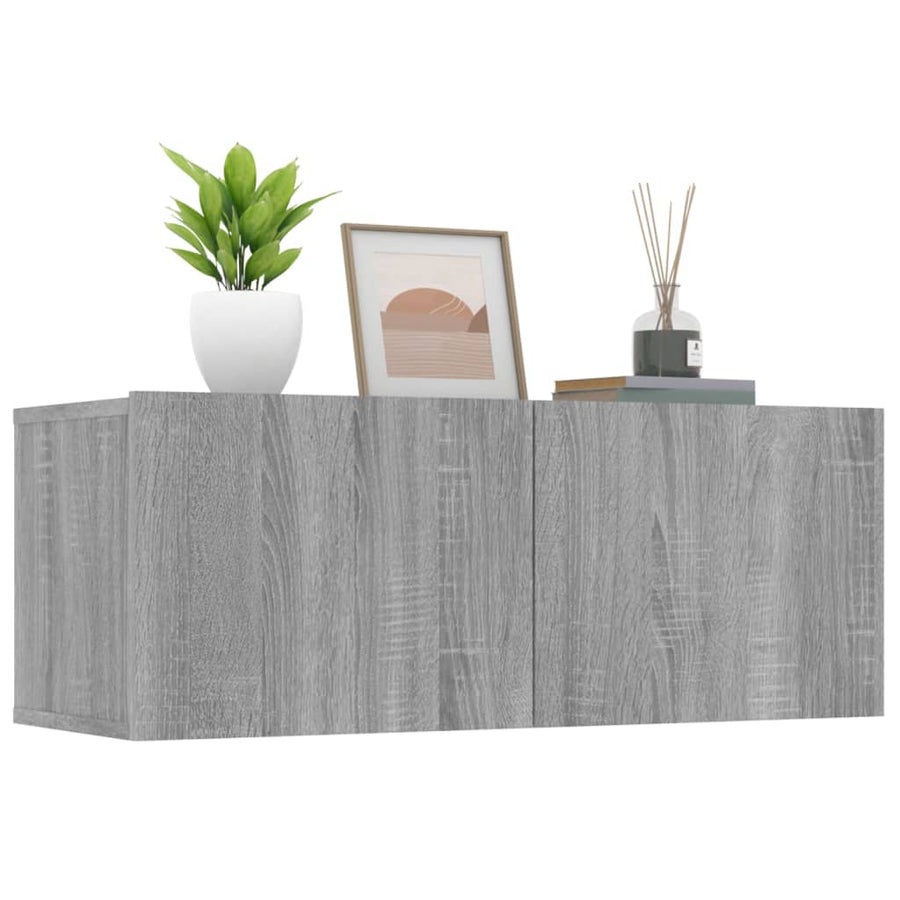 Tv-Meubelen 80X30X30 Cm Bewerkt Hout Eiken 2 Grijs sonoma