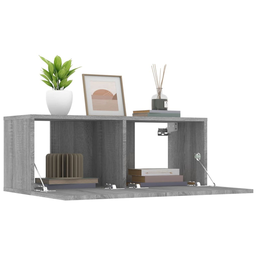 Tv-Meubelen 80X30X30 Cm Bewerkt Hout Eiken 2 Grijs sonoma