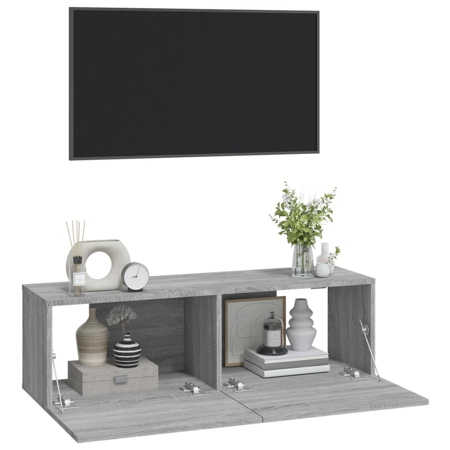 Tv-Meubelen Wandgemonteerd 100X30X30 Cm Hout Grijs sonoma