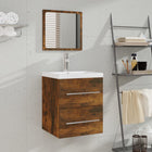 Badkamerkast met spiegel 41x38,5x48 cm gerookt eiken